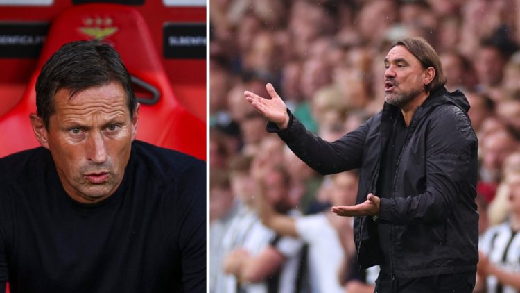 Roger Schmid and Leeds manager Daniel Farke.
