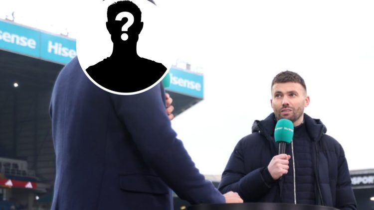 Leeds United icon Stuart Dallas on punditry duty (right) with mystery player inset (left)