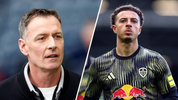 Split image of pundit Chris Sutton and Leeds United captain Ethan Ampadu