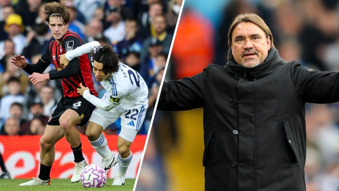 Split image of Leeds United player Ao Tanaka and manager Daniel Farke