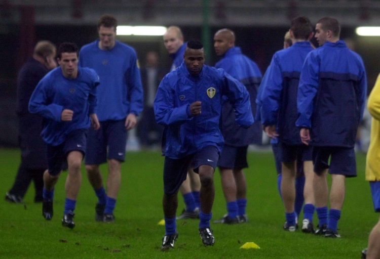 7 Nov 2000:  Lucas Radebe of Leeds during the teams training session on the eve of the Champions League match against AC Milan at the San Siro Stad...