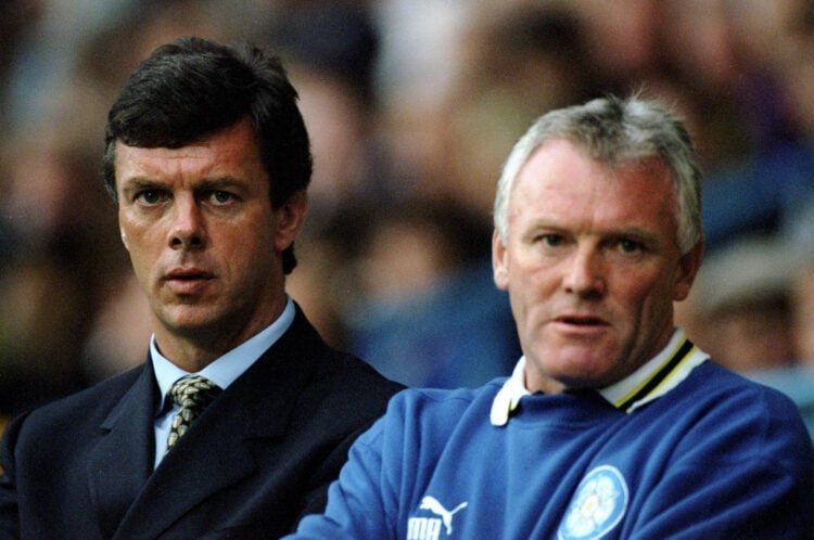 28 Jul 1999:  David O''Leary the manager of Leeds United on the bench during the pre-season friendly match against Huddersfield played at the McAlp...