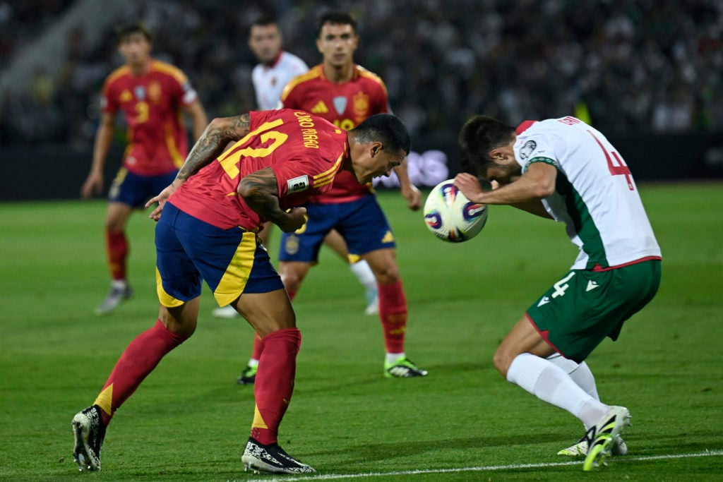 Ilia Gruev during Bulgaria's defeat to Spain.