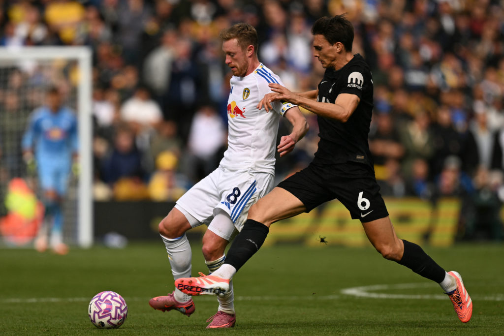 Joao Palhinha in action for Tottenham against Leeds.