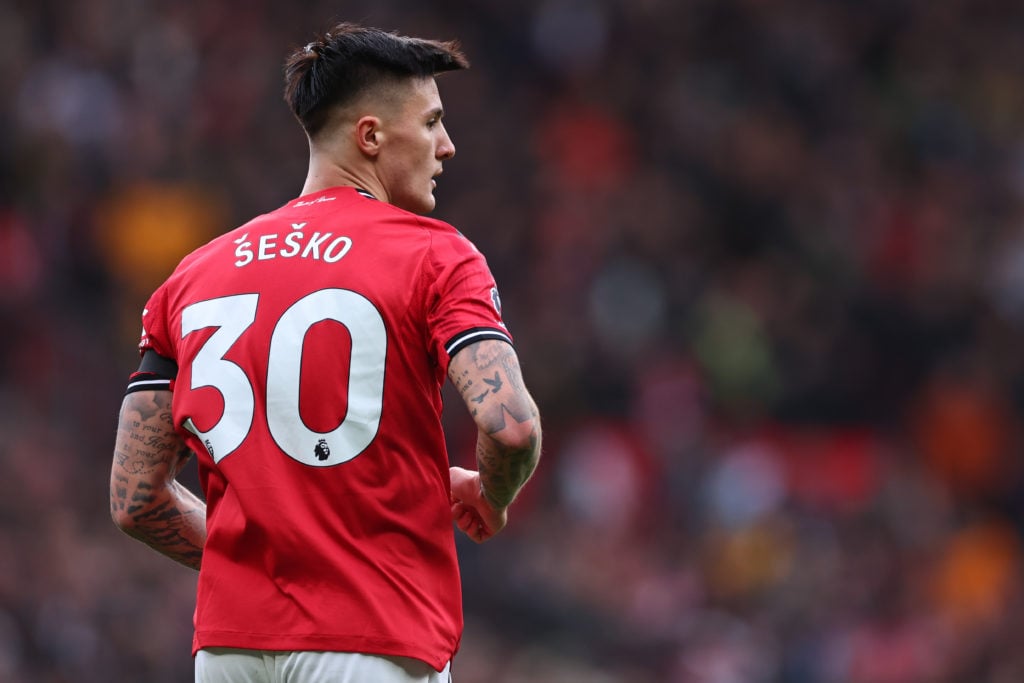 Benjamin Sesko in action for Man United.