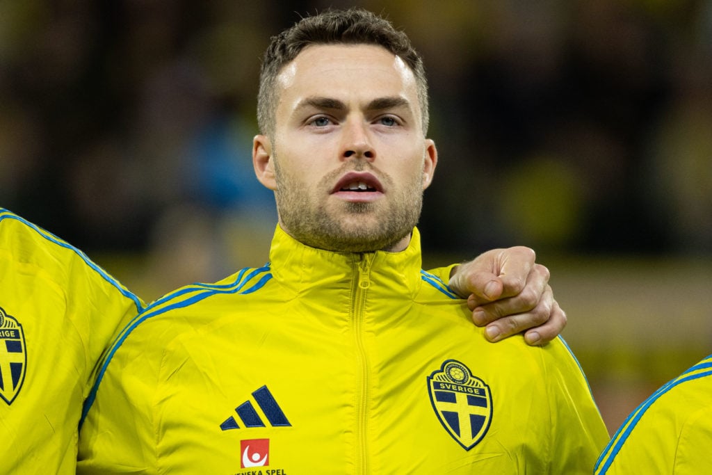 Gabriel Gudmundsson in action for Sweden.