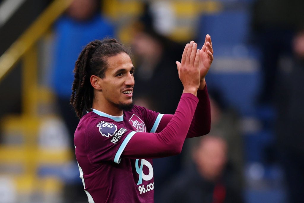 Hannibal applauds Burnley fans after win v Leeds.