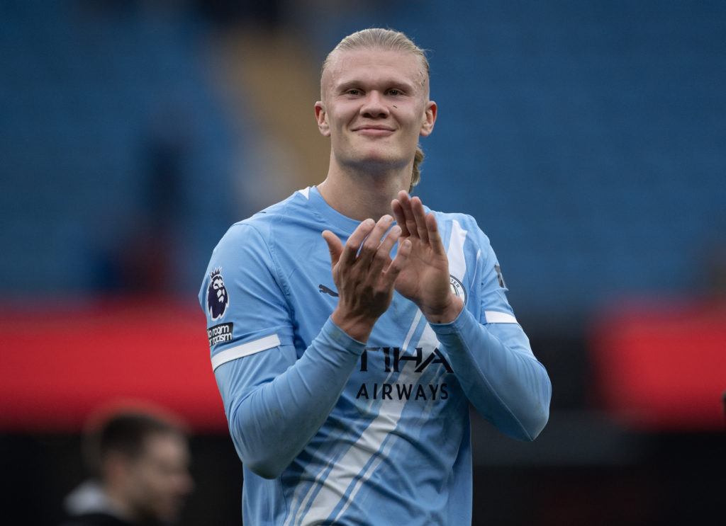 Erling Haaland Applauds fans after Manchester City v Everton - Premier League