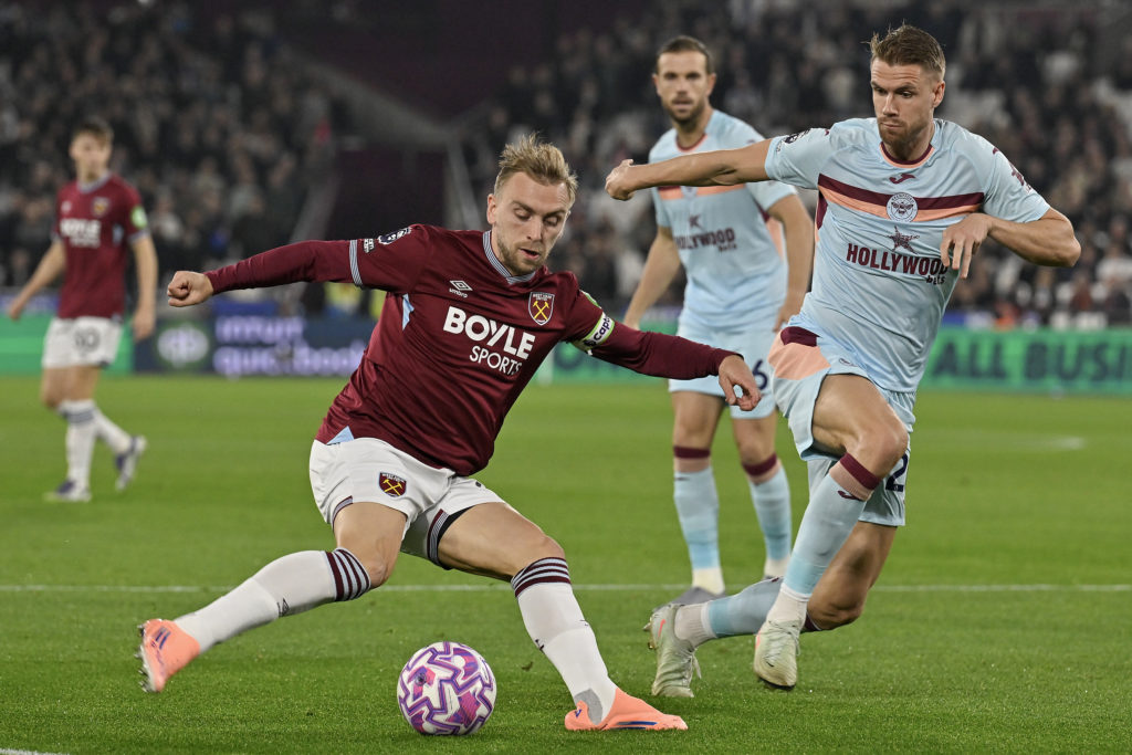 Jarrod Bowen in action for West Ham against Brentford.