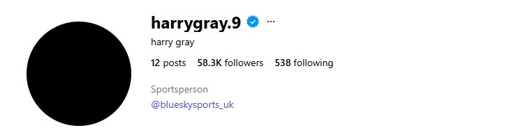 Screenshot of Harry' Gray's instagram account