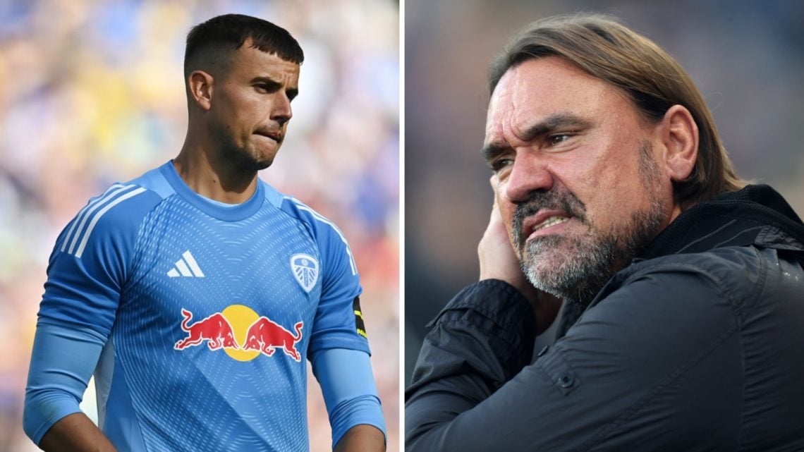 Split image of Leeds United goalkeeper Karl Darlow and manager Daniel Farke