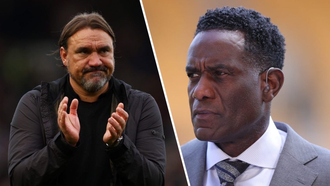 Split image of Leeds United manager Daniel Farke and pundit Robbie Earle