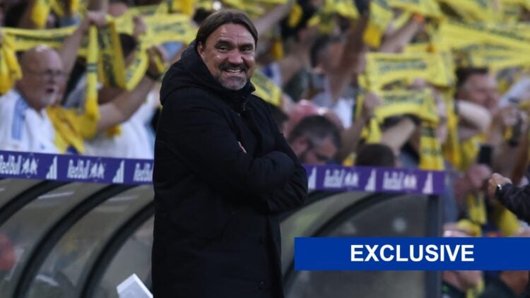 Leeds United manager Daniel Farke with the exclusive label