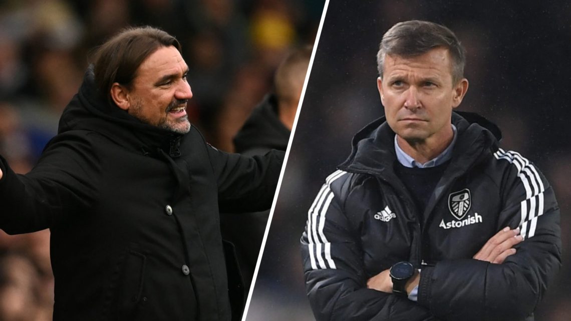 Split image of Leeds United manager Daniel Farke and Jesse Marsch