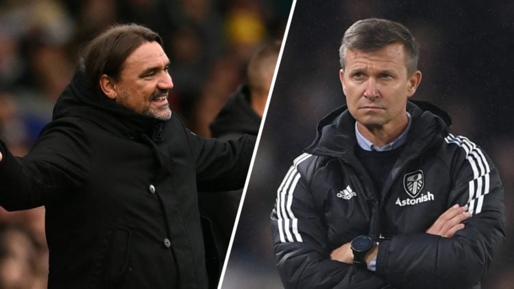 Split image of Leeds United manager Daniel Farke and Jesse Marsch