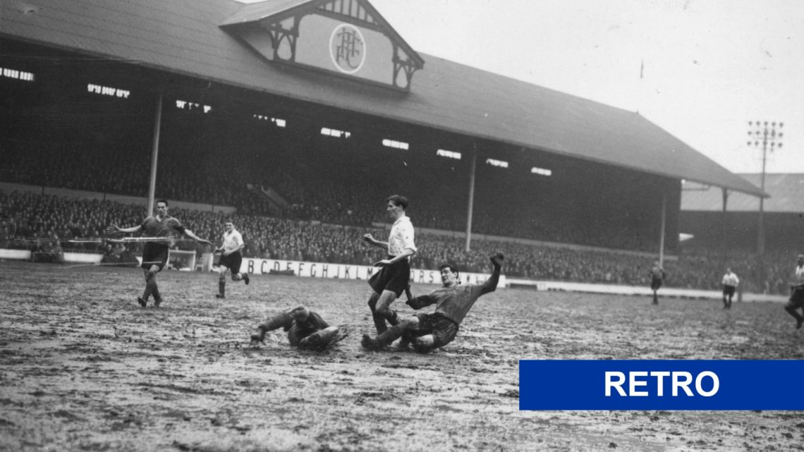 Leeds United face Tottenham Hotspur in 1954 with the Retro label