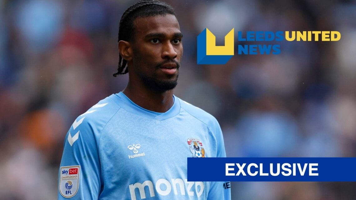 Haji Wright in action for Coventry during a Championship clash against West Brom, LUN logo and exclusive label inset