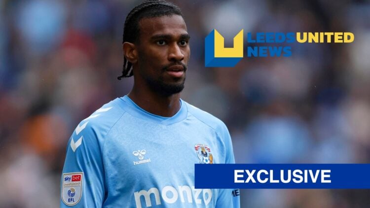 Haji Wright in action for Coventry during a Championship clash against West Brom, LUN logo and exclusive label inset