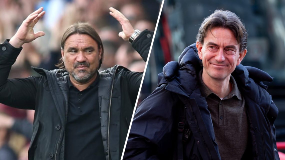 Leeds United manager Daniel Farke (left) and Tottenham Hotspur boss Thomas Frank (right)