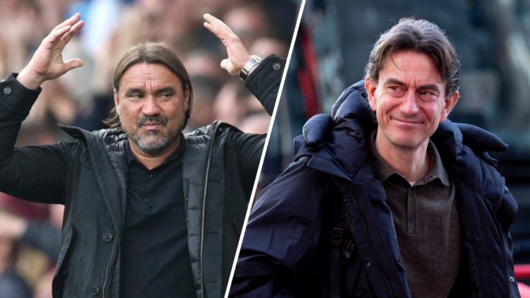Leeds United manager Daniel Farke (left) and Tottenham Hotspur boss Thomas Frank (right)