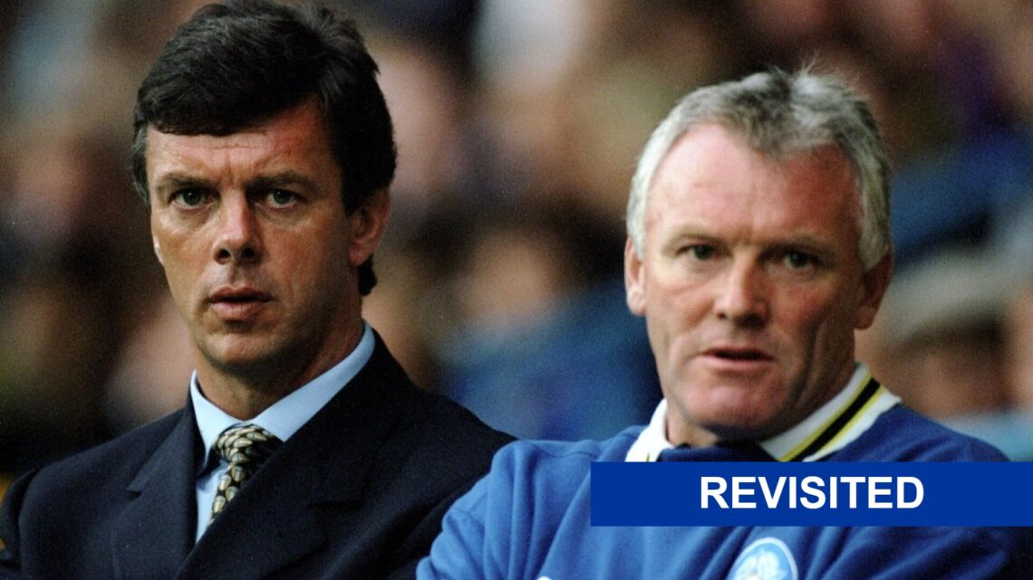Leeds United manager David O'Leary with assistant Eddie Gray and the revisited label