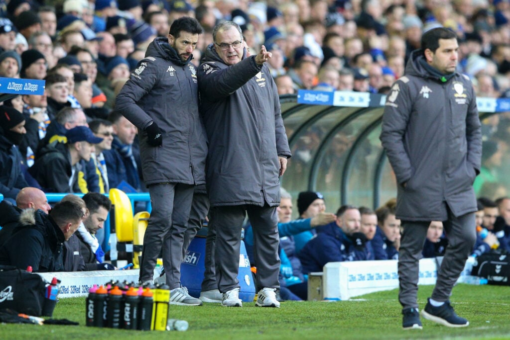 Carlos Corberan and Marcelo Bielsa during Leeds United v Middlesbrough - Sky Bet Championship