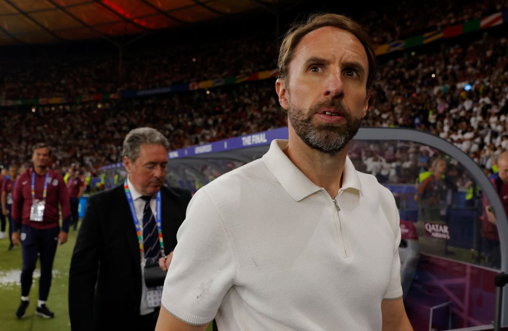 Gareth Southgate looking on after Spain v England UEFA Euros Final 2024