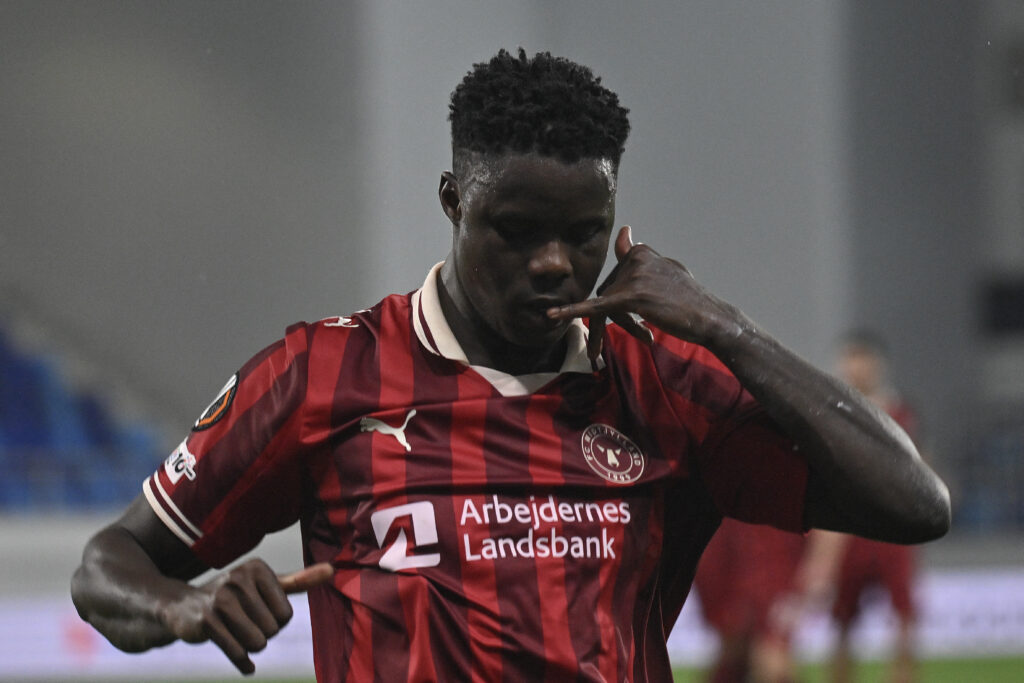 Franculino celebrates a Midtjylland goal.