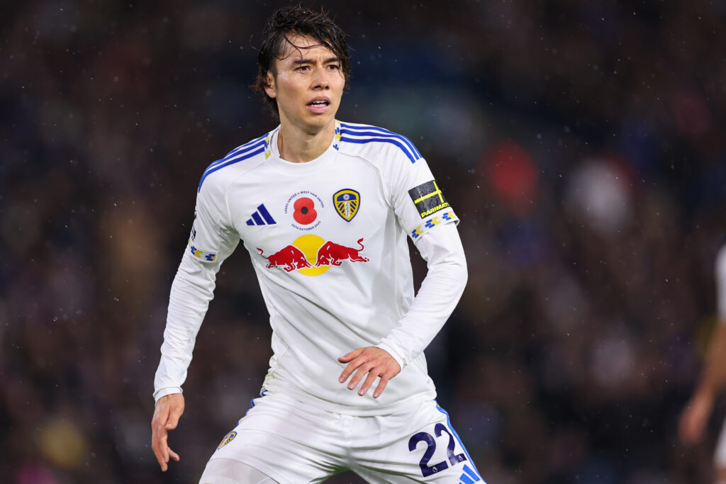 Ao Tanaka in action during Leeds United v West Ham United - Premier League