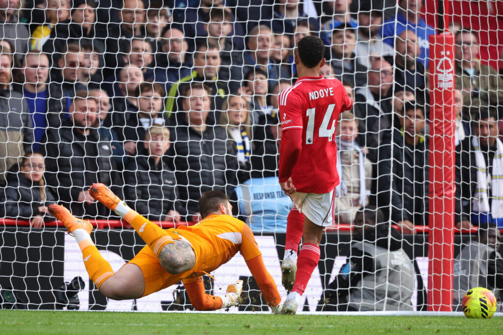 Lucas Perri in action during Nottingham Forest v Leeds United - Premier League