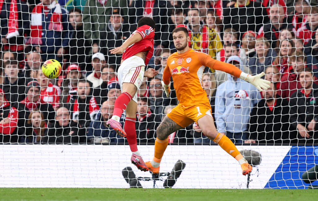 Lucas Perri attempts a save during Nottingham Forest v Leeds United - Premier League