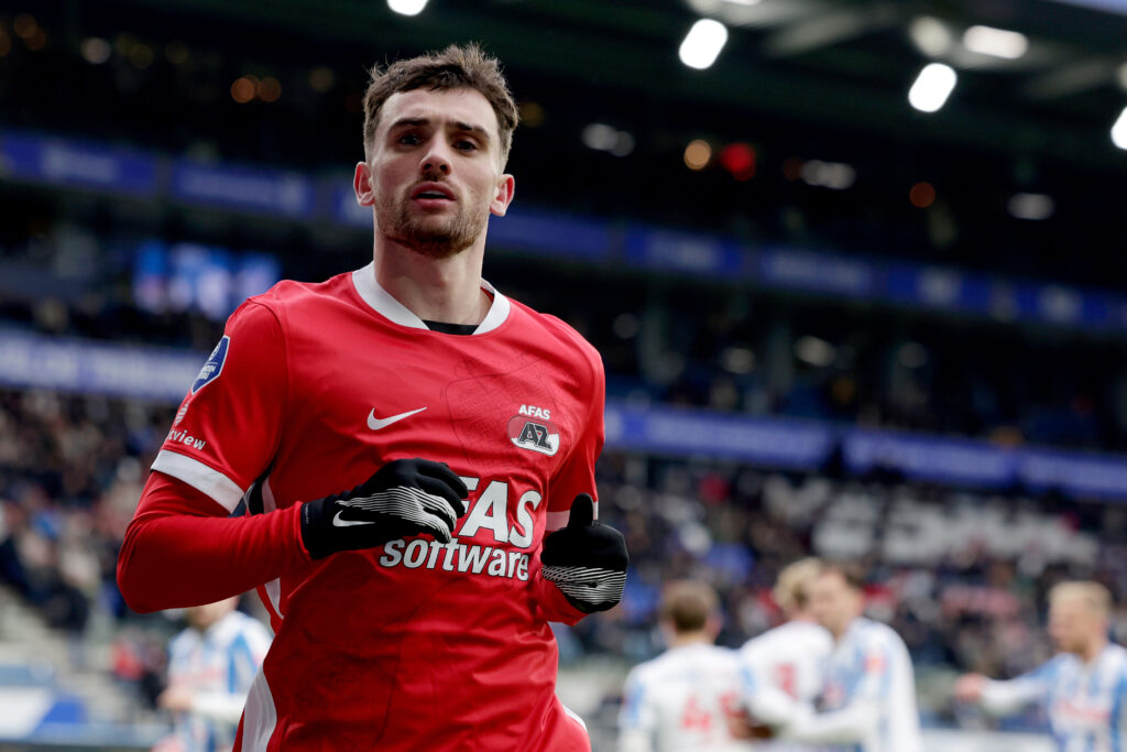 Troy Parrott in action during SC Heerenveen v AZ Alkmaar - Dutch Eredivisie