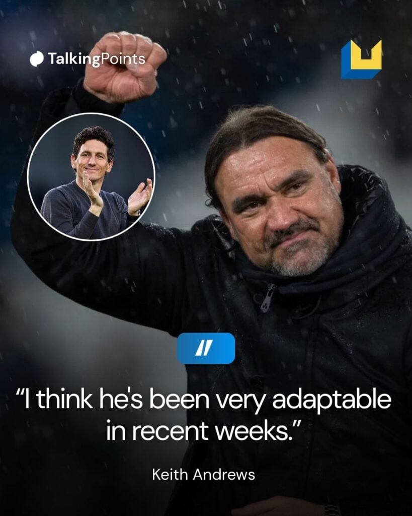 Leeds United manager Daniel Farke with Keith Andrews inset