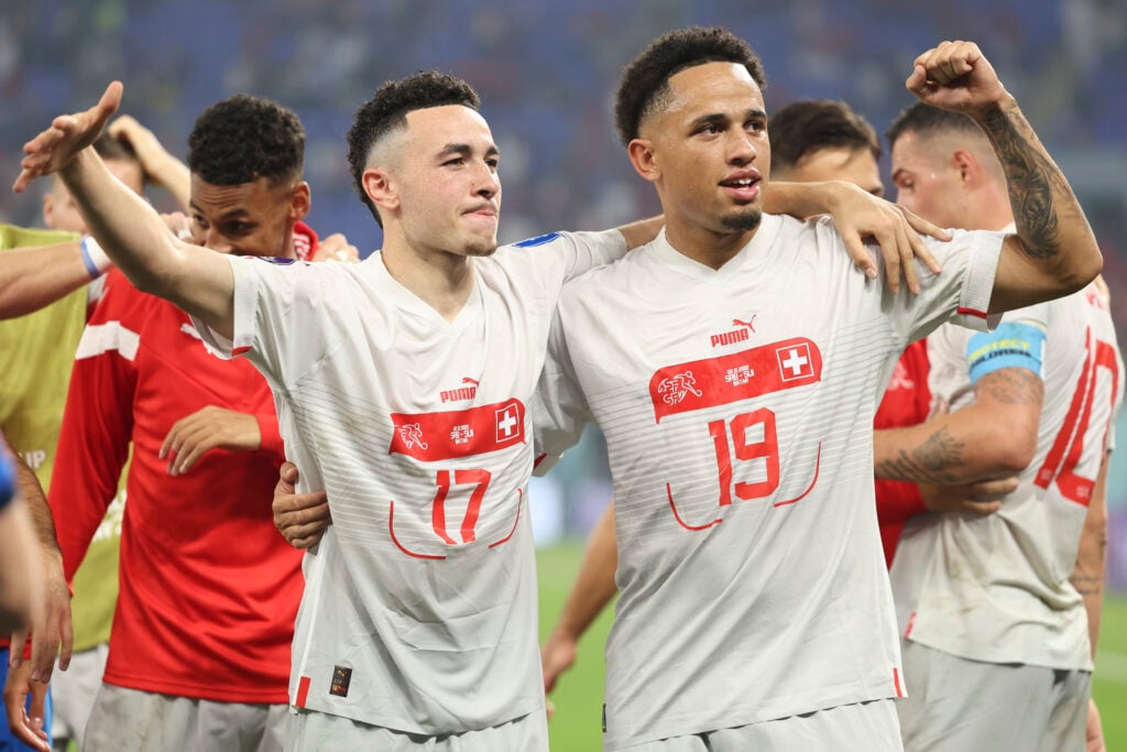 Ruben Vargas and Noah Okafor in action for Switzerland