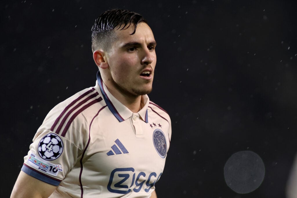 Oscar Gloukh in action for Ajax.